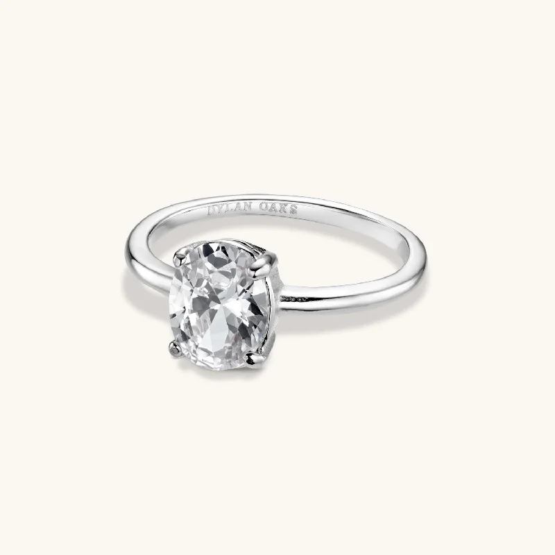 princess cut engagement rings for women-Classic Diamond Ring in Silver