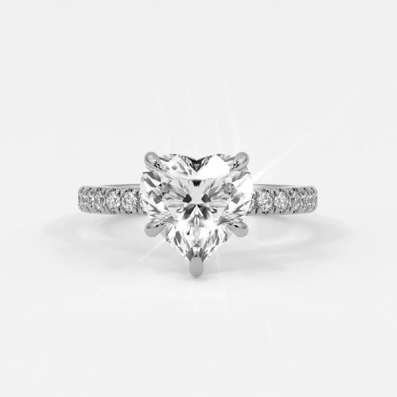 round cut engagement rings for women-Heart Shaped Diamond Engagement Rings, Lab Grown