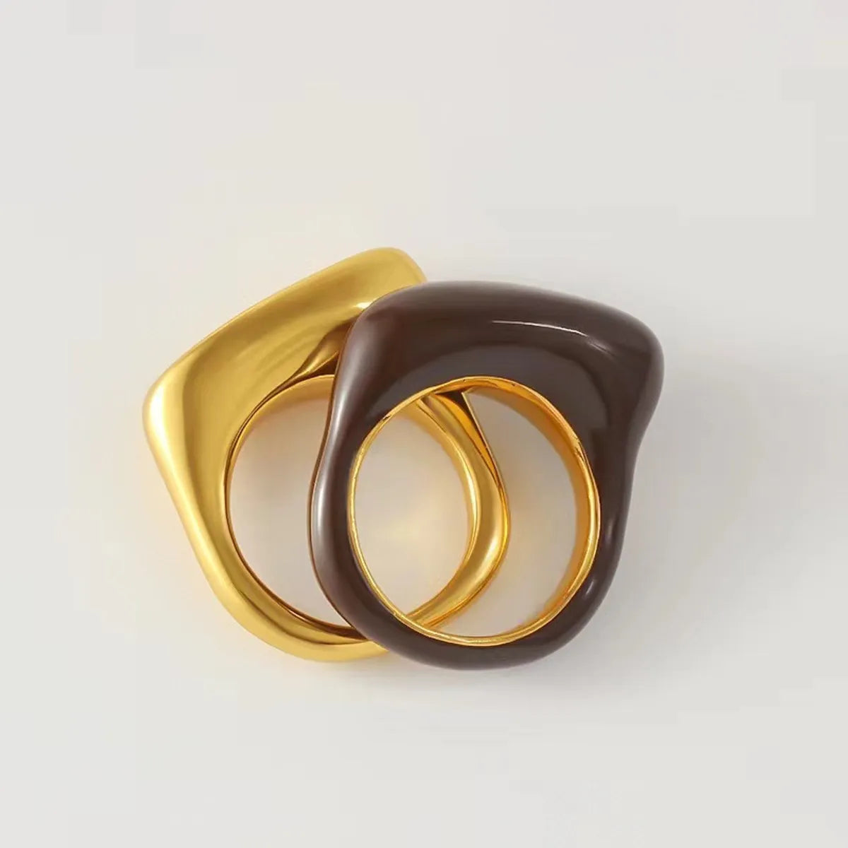 oversized rings for women-Retro Roman Style Geometric Copper Plating Rings