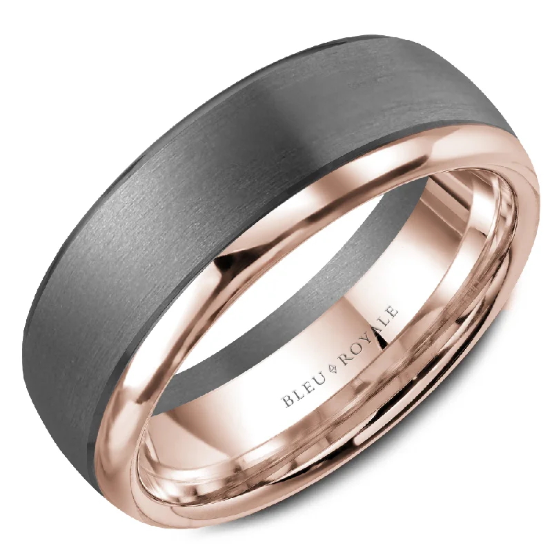 pear-shaped engagement rings for women-14K Rose Gold Trim With Brushed Grey Tantalum