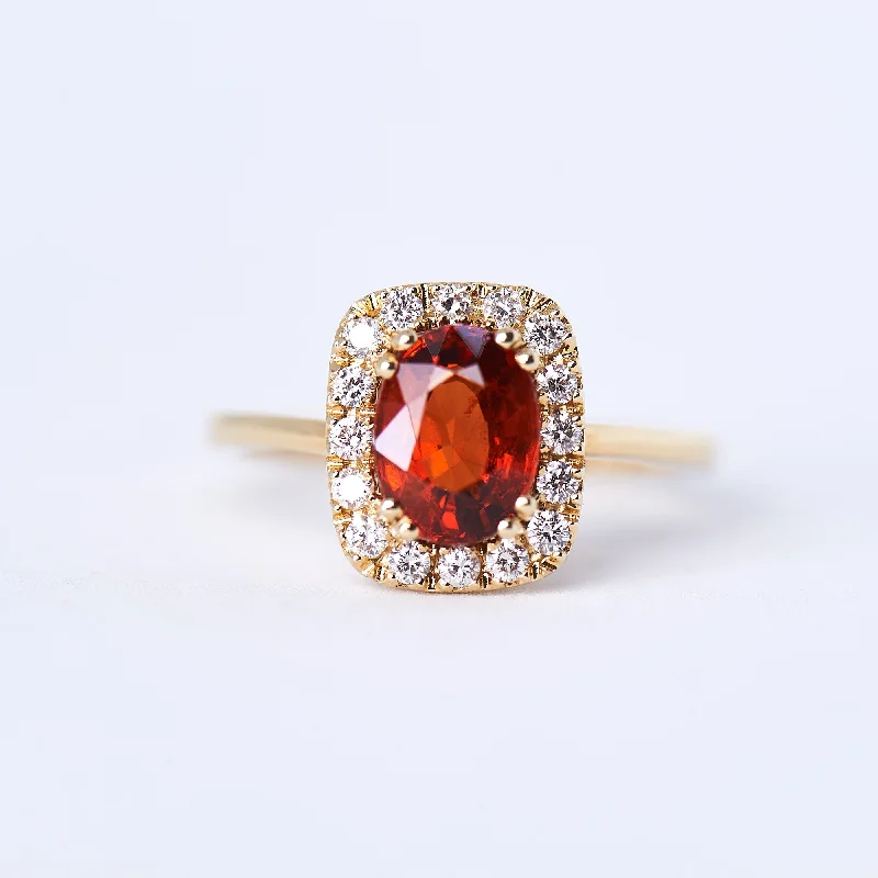 platinum engagement rings for women-The Heidi - 14K Garnet and Diamond Ring