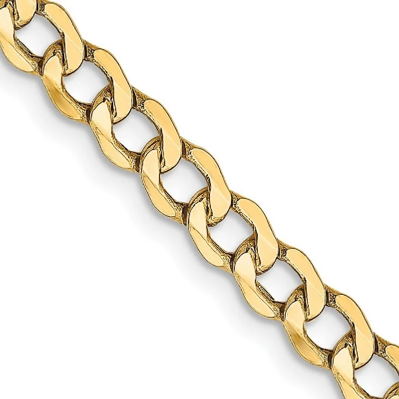 anklet for wedding for women-Curata 14k Yellow Gold 9" or 10" 4.3mm Semi solid Curb Chain Anklet (Lobster-claw)